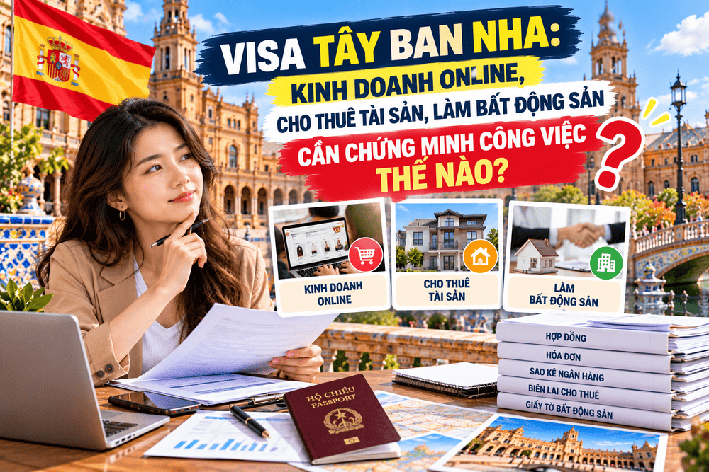 VISA TÂY BAN NHA: KINH DOANH ONLINE, CHO THUÊ TÀI SẢN, LÀM BẤT ĐỘNG SẢN CẦN CHỨNG MINH CÔNG VIỆC THẾ NÀO?